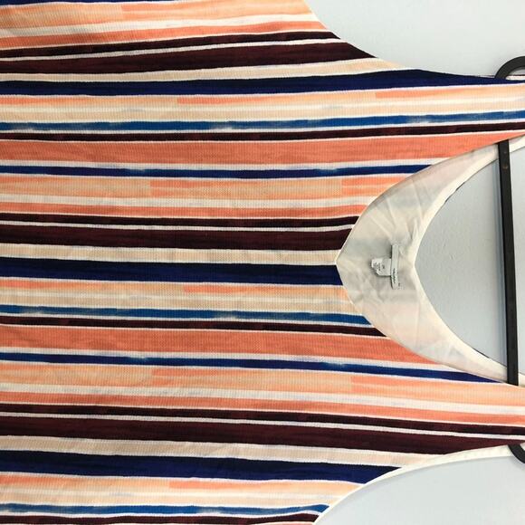 Halogen Top Beach Stripe Crepe V Neck Tank 2X - Picture 2 of 11